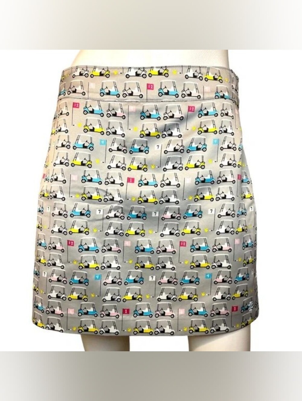 Izod Golf Tennis Skort Preppy Academia Colorful Golf Cart Print